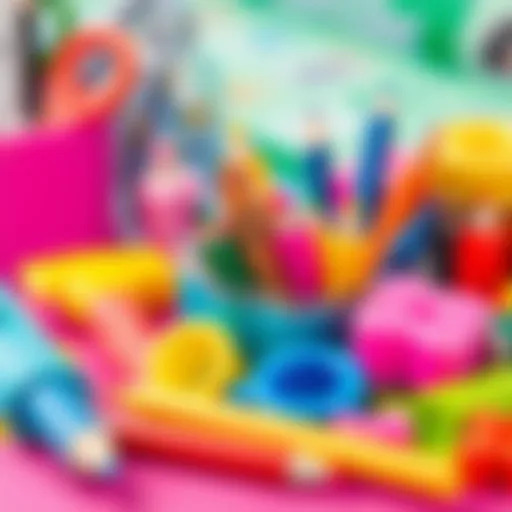 Colorful art supplies for creative activities