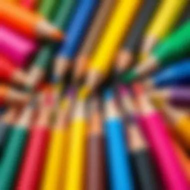 Colorful set of felt tip pens arranged artistically