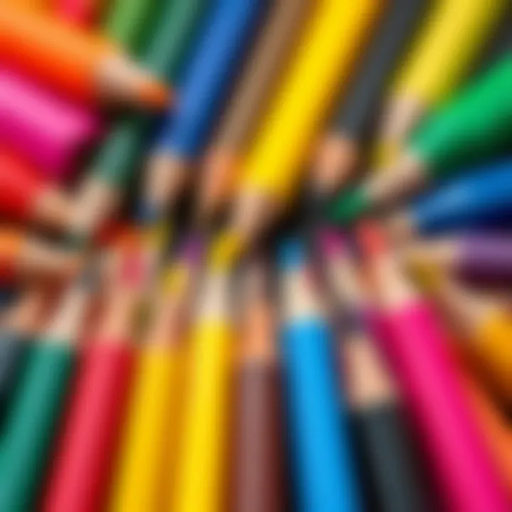Colorful set of felt tip pens arranged artistically