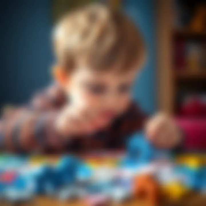 A child focused on assembling a puzzle