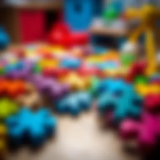 Colorful puzzle pieces scattered on a table