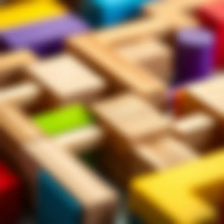 Intricate Details of Wooden Tetris Blocks A close-up of the intricate details of the wooden Tetris blocks.