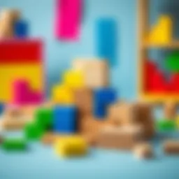 A beautifully crafted wooden Tetris block set arranged creatively.