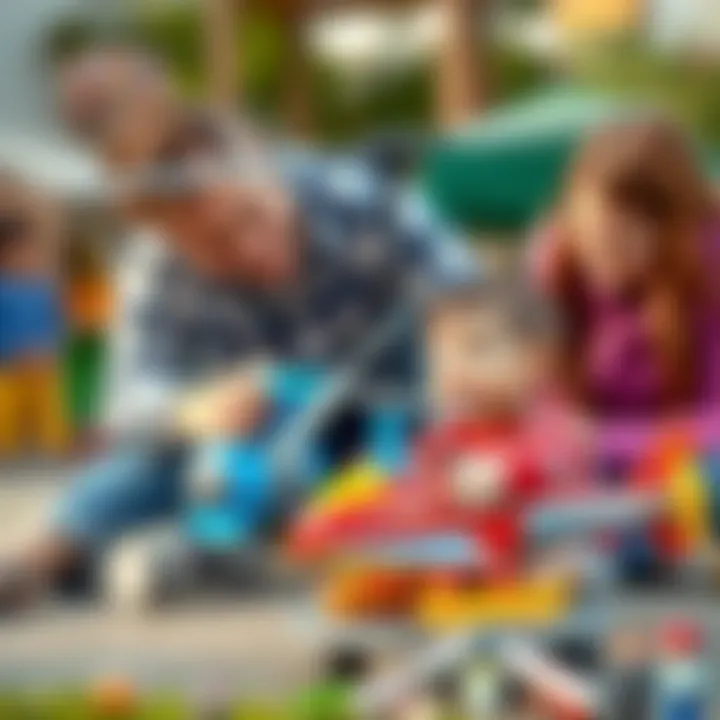 Supervised Playtime with Helicopter Parents supervising their child while using a toy helicopter