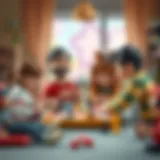 Illustration of a family engaging in a board game together