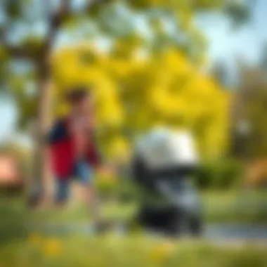 A parent easily maneuvering a stroller in a park
