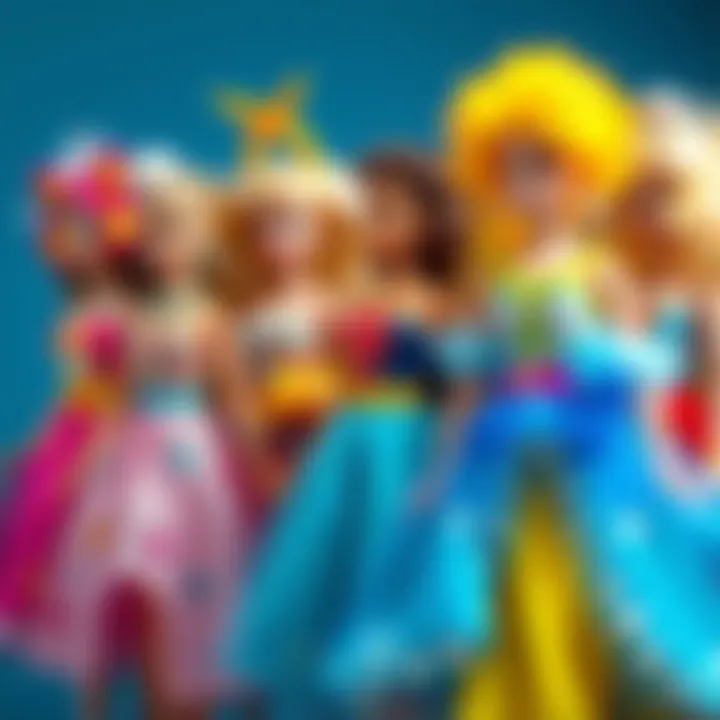 Colorful array of Barbie costumes representing creativity and fun