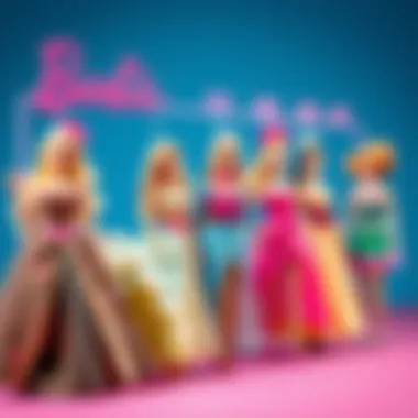 Historical timeline showcasing the evolution of Barbie costumes
