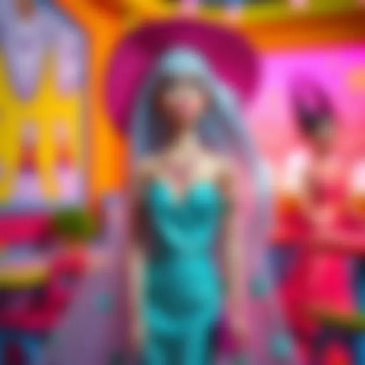 Illustration of Barbie in a vibrant fashion setting