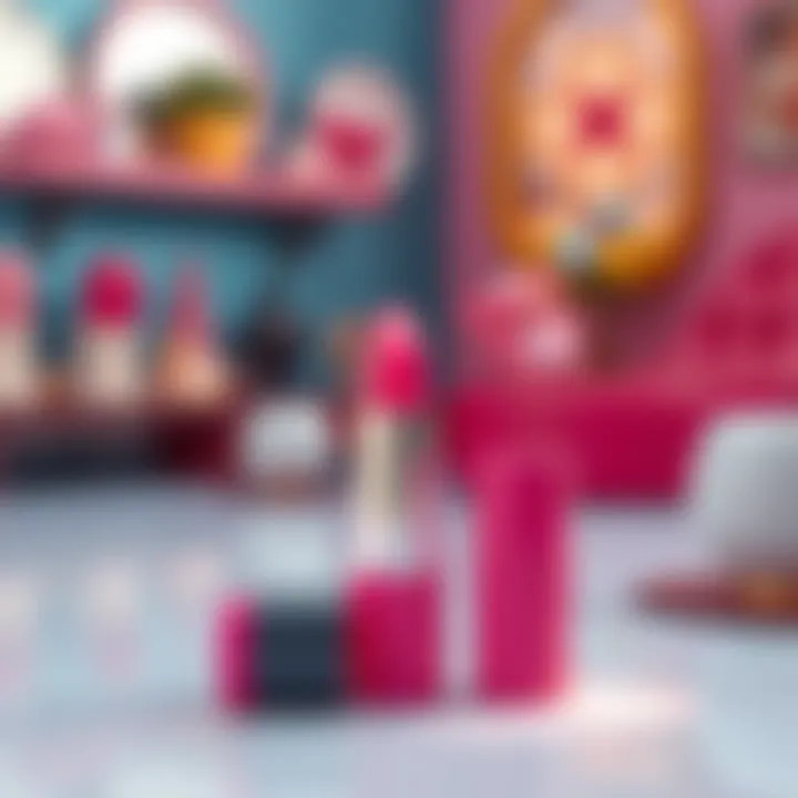 A vibrant pink lipstick in a stylish setting