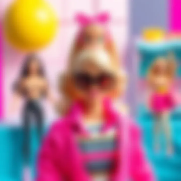 An artistic representation of the societal impact of Barbie and its accessories.