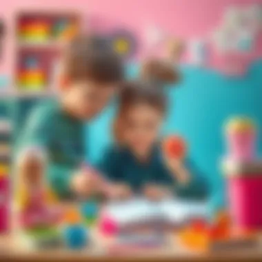 Children Engaging with Barbie and Learning Children playing with Barbie dolls and learning materials