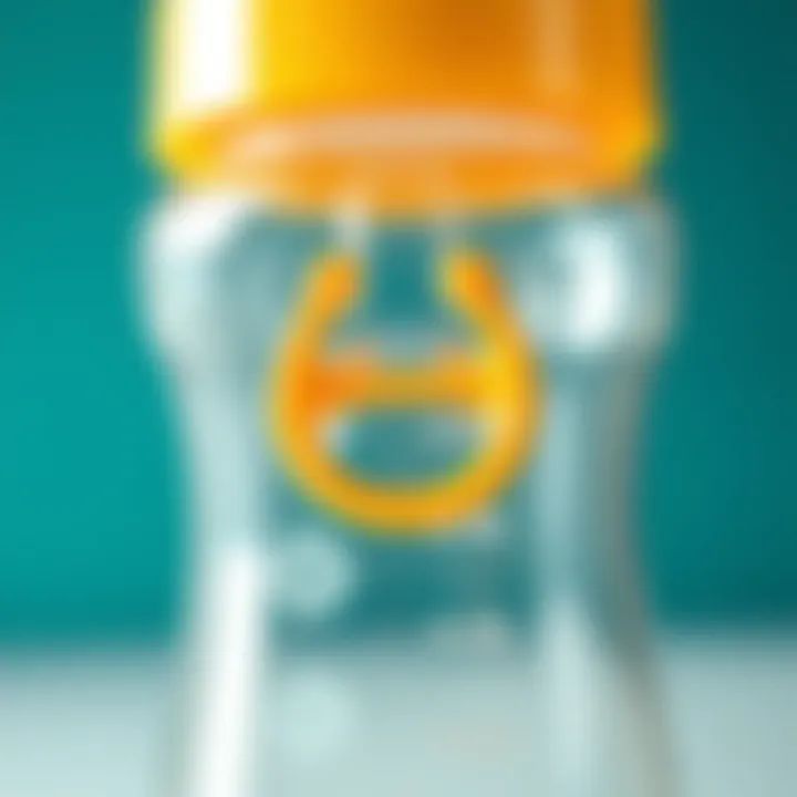 A close-up of a baby bottle with a well-designed nipple