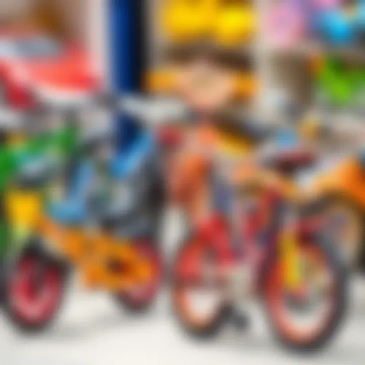 Different bicycle models suitable for children displayed together