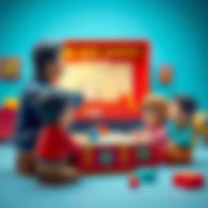 Guidance on Box Game Rules An adult explaining the rules of the box game to eager learners