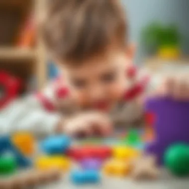 Cognitive Development Through Puzzle Play A child engrossed in solving a colorful puzzle, showcasing focus and concentration.