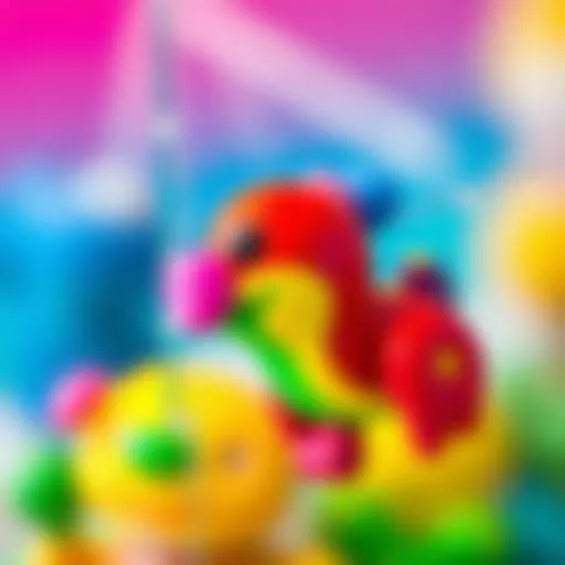 A close-up of a colorful toy stuck to a glass surface, highlighting the issue.