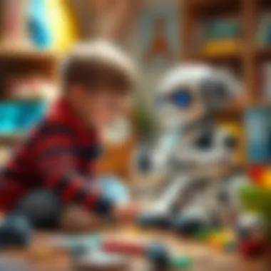 A child exploring the educational benefits of a robotic dog