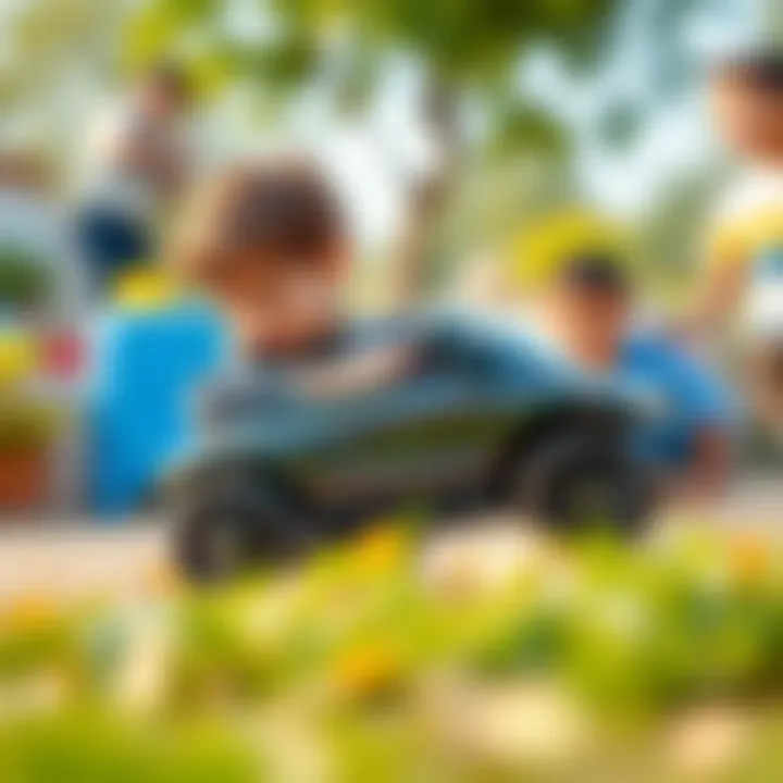 Learning Through Play with Modified Electric Car Child engaged in learning through play with modified electric car