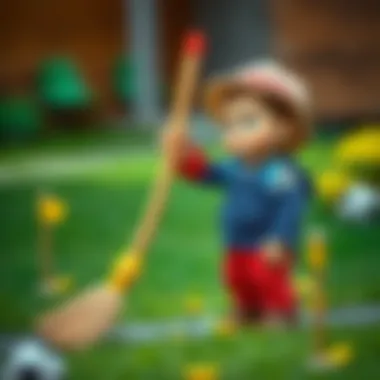 Child with Toy Broom Outdoors Child playing with a toy broom outdoors