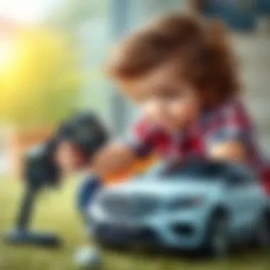 Child playing with remote-controlled Mercedes toy