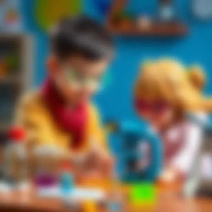 Engagement Through Discovery: Scientific Experiments Children engaged in a scientific experiment using a microscope