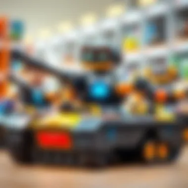 Children engaged in interactive play with robot tanks