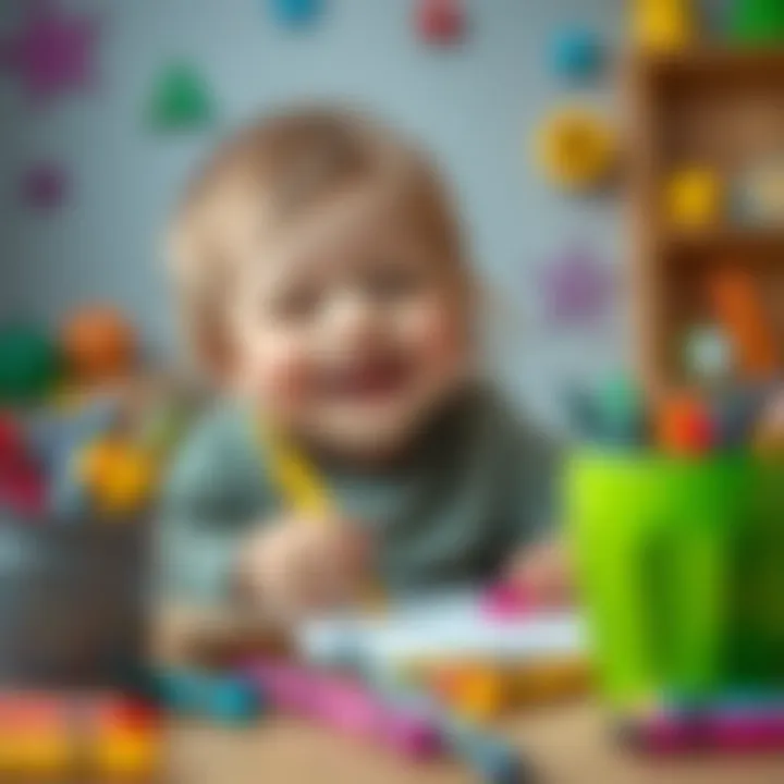 A child joyfully using crayons on paper