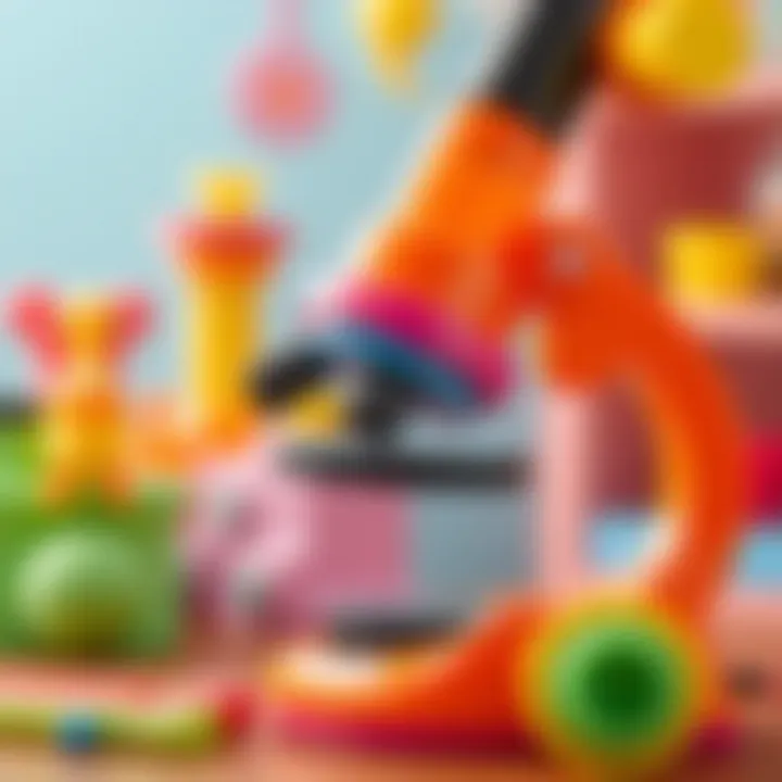 Vibrant Design: Captivating Young Minds A close-up of a colorful microscope designed for children