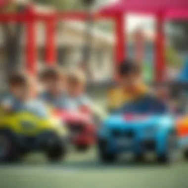 Children Playing with Electric Cars A group of children playing with electric cars in a playground