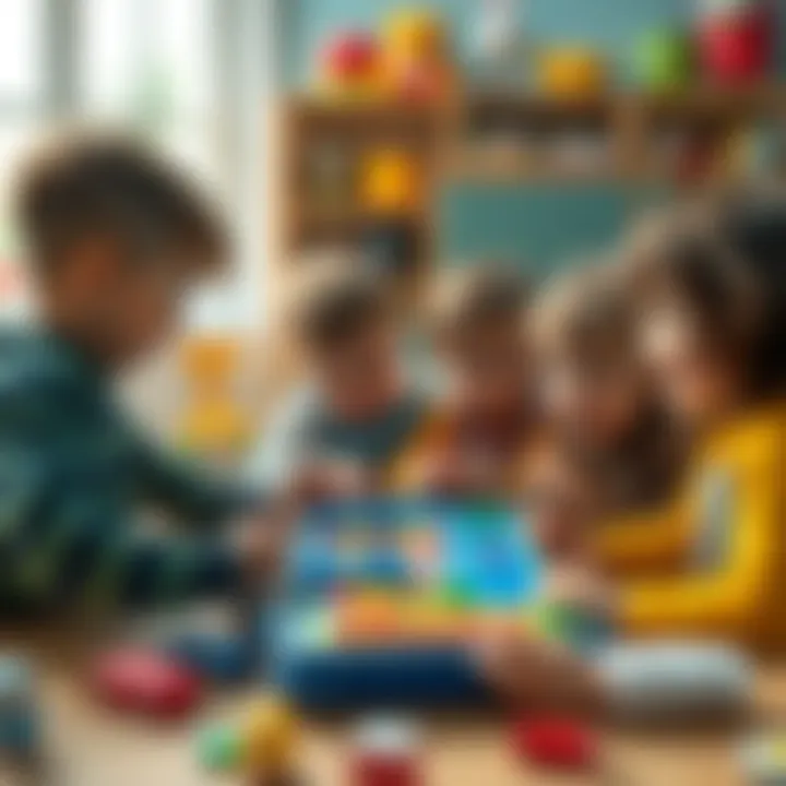 Collaborative Learning through Gaming A group of children playing an educational game together