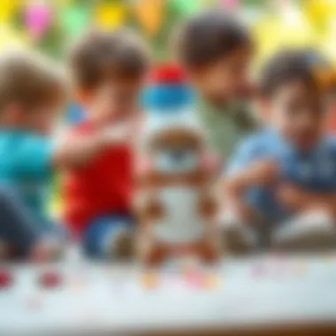 Children engaging with a bear-shaped water bottle during playtime