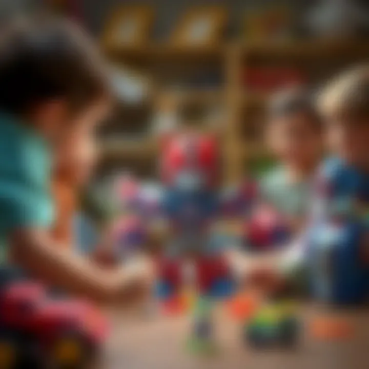 Children playing with Transformer toys