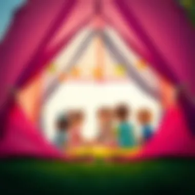 A group of children playing together inside a large play tent