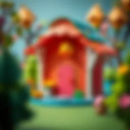 Colorful paper duck house design concept