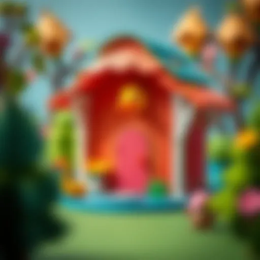 Colorful paper duck house design concept