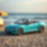 A stylish convertible car parked by the beach