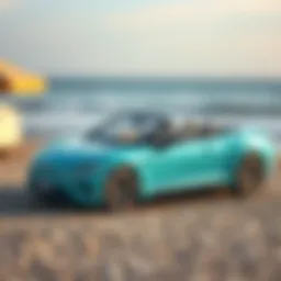 A stylish convertible car parked by the beach