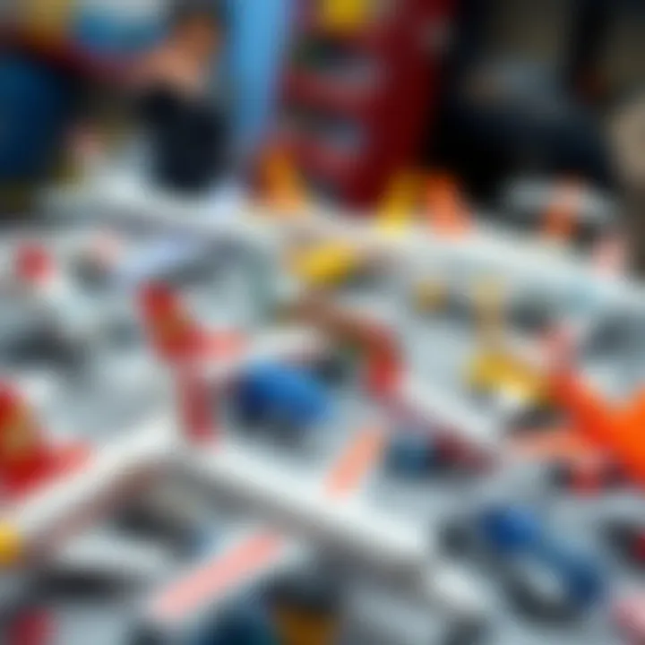 Display of various Lego passenger airplane models