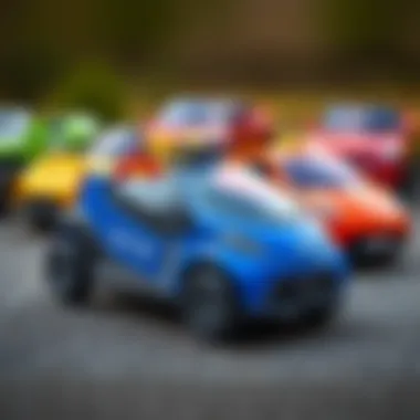 Variety in Electric Car Designs for Children Diverse designs of toy electric vehicles