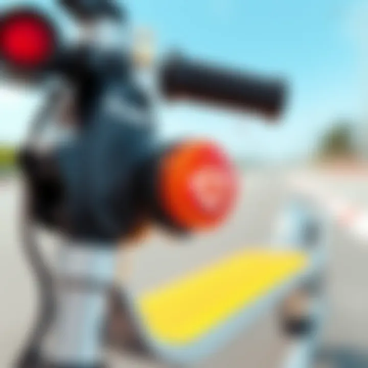 Close-up of an e-scooter's safety features