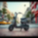 E-scooter in Urban Landscape E-scooter parked in an urban setting