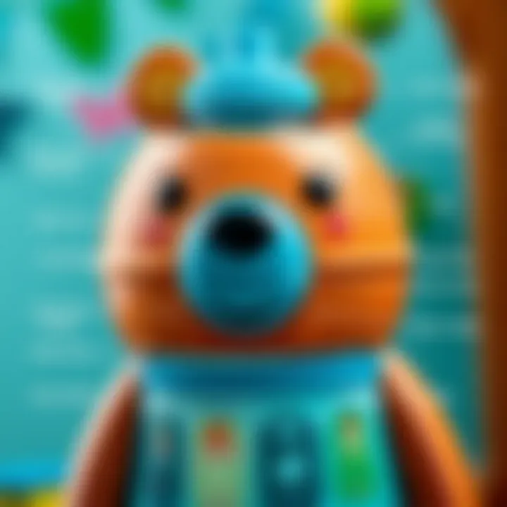 A close-up view of the educational features of the bear-shaped water bottle