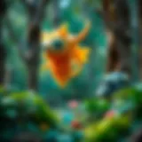A stunning illustration of a mystical creature in a vibrant forest setting.