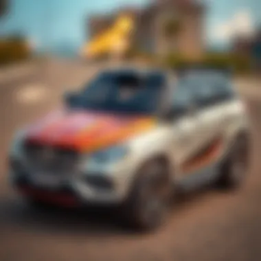 Stylish Electric Kids Car Featuring Mercedes Design A stylish electric car for kids with Mercedes branding