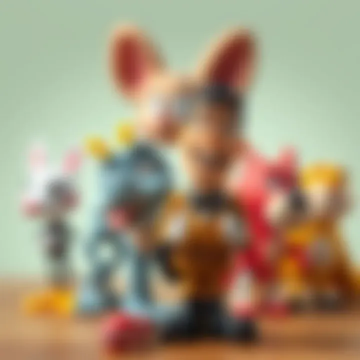 An artistic representation showcasing the evolution of cartoon character designs over the years.