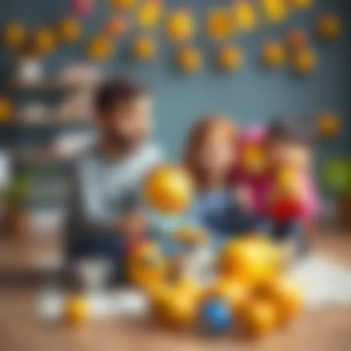 Family Bonding Through Emoji Interaction Parents and children interacting with emojis during a family activity.
