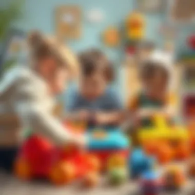 Children engaged in play with Fisher Price educational toys.