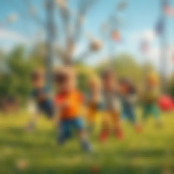 Lively Game of Tag A group of kids engaged in a lively game of tag in a park.