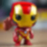 Vibrant Funko Pop Iron Man Figure A detailed view of a Funko Pop Iron Man figure showcasing its vibrant colors.